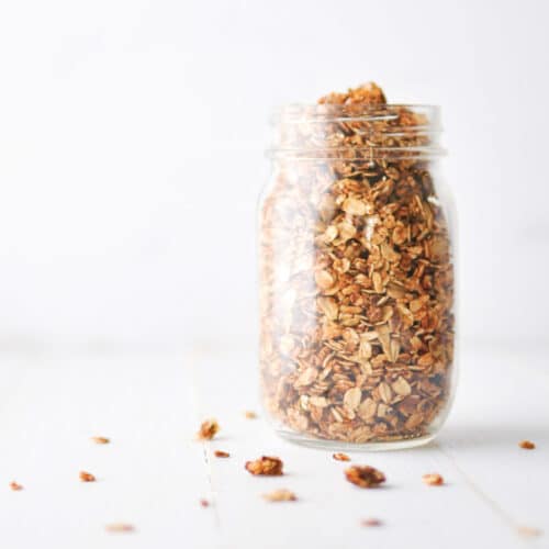 Peanut Butter Granola in Glass Jar