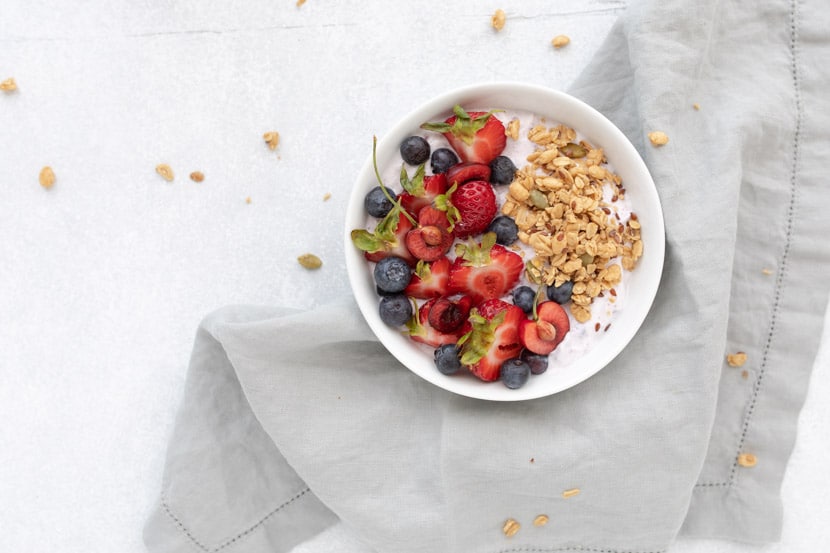 yogurt with berries and granola for an easy yogurt bowl recipe