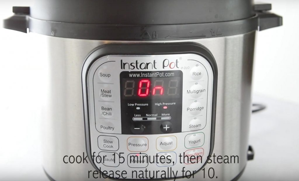 front of an Instant Pot with text overlay
