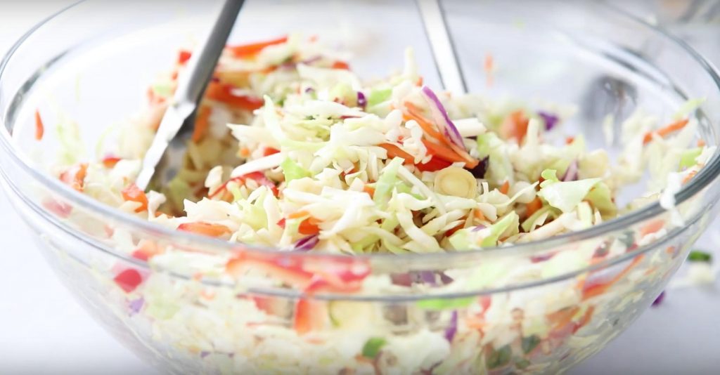 5 minute Asian coleslaw in a bowl