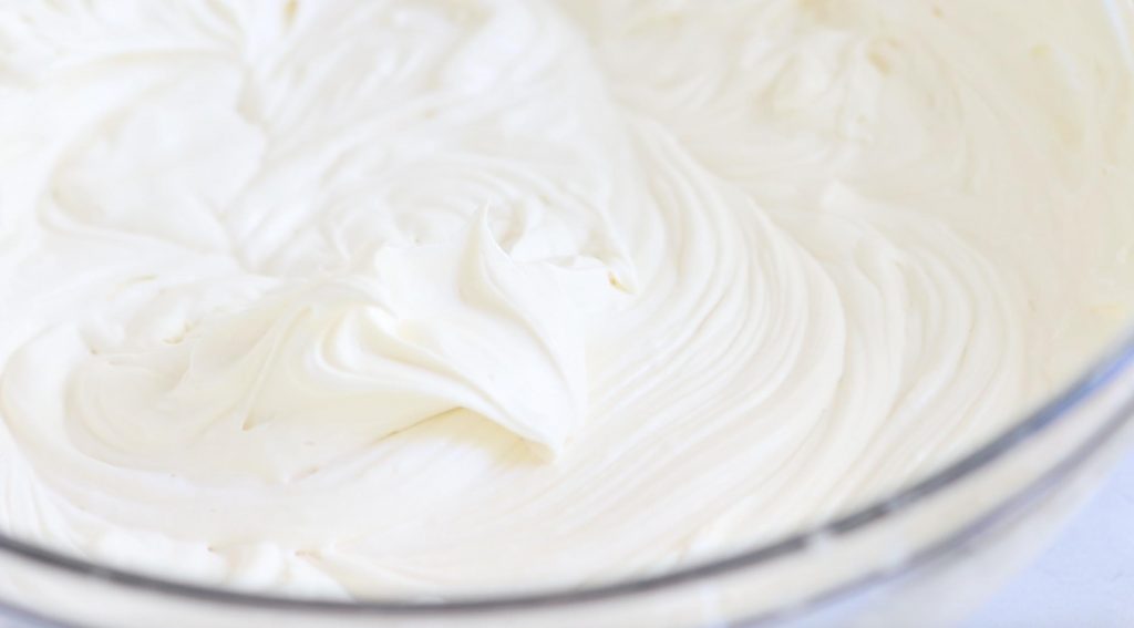 soft peaks of cream cheese whipped cream