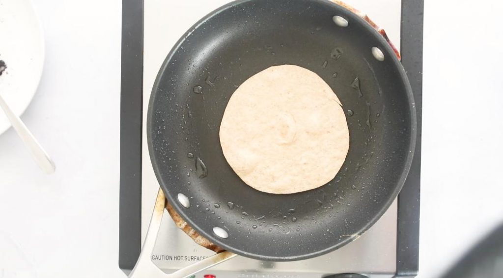 flour tortilla in a frying pan