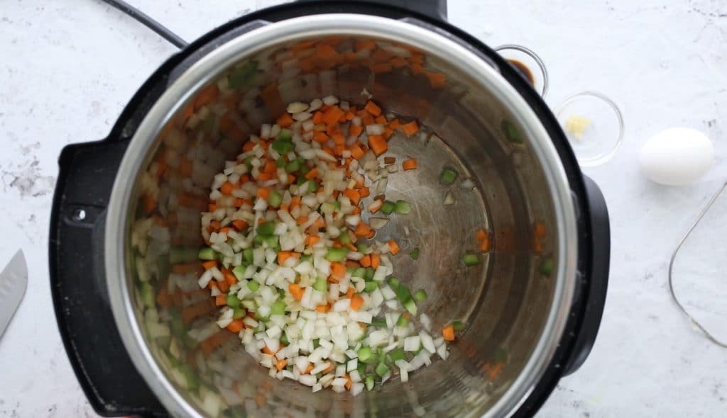 chopped vegetables in Instant Pot bowl
